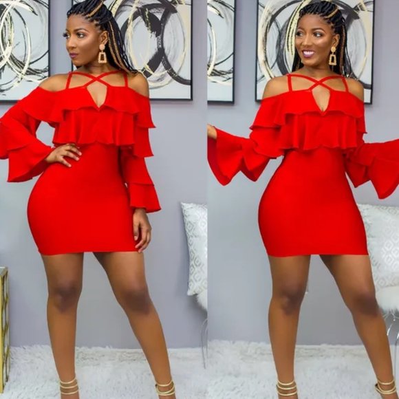 Sexy Red Bandage Mini Dress - Picture 1 of 2